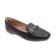 Mocassim Feminino Bico Quadrado Francês Sapato Sapatilha Feminina Promoção - Preto - Visão 2