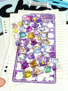 3D卡通漂浮贴纸，水晶钻石儿童装饰贴纸，3D浮雕贴纸，可爱女孩专属