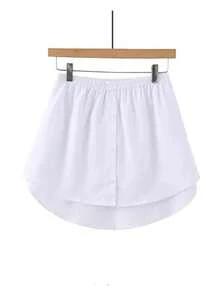 一件春夏休闲叠穿卫衣，喇叭裙摆，韩版打底衫连衣裙，白色迷你裙 - 白色 - 查看 4