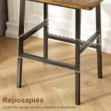 CYUzelia Juego de 2 Bancos para Barra de Cocina Taburetes para Barra Sillas para Barra de Cafe en Sala de Estar Industrial 65 CM de Altura Taburete Alto para Barra Comedor Marrón Rústico y - como en la foto - Ver 7