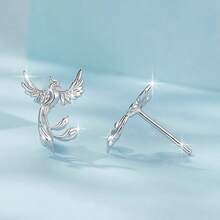 Ladies' Phoenix Earrings - Elegant Bird Design Fashion Jewelry, Suitable For Daily/Party/Gift Giving - Silver - View 9