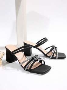 Giày sandal quai ngang kiểu Pháp thanh lịch, gót chunky, thích hợp cho hẹn hò, mua sắm, đi làm, công sở, họp mặt, tiệc tùng, du lịch, thời trang, đa năng, thoải mái. - màu đen - Xem 6