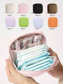 Large Capacity Sanitary Pad Storage Bag, Multi-Functional Portable Storage Box, Coin Purse And Mini Cosmetic Bag, Pad Storage Bag, Tampon Bag, Women's Supplies Bag, Casual Style, Polyester Material, Perfect Storage Solution And Great Gift - Multicolor - View 2