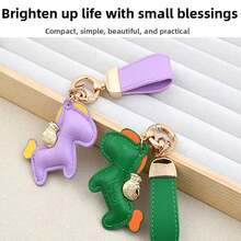 Luxury Horse-Shaped Keychain - Lucky Charm For The Year Of The Horse 2026, High-Quality Leather Couple Car Key Chain, And Adorable Cartoon Clothing Bag Pendant, Ideal As New Year Gifts, Perfect Choice For Car Keys