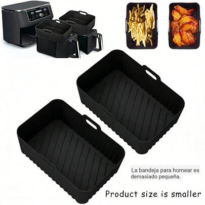 2pcs Rectangular Silicone Air Fryer Liners, Reusable Air Fryer Baking Mat Oven Tray Accessories For Home Kitchen