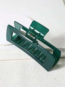 1pc Minimalist Glossy Green Square Hair Claw, Elegant Large Square Hair Clip Accessory