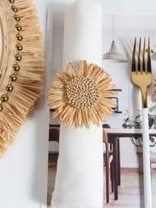 2-12pcs Handmade Daisy Napkin Rings, Woven Napkin Holders For Dining Table, Wedding, Family Gathering, Home Decor - Multicolor - View 5