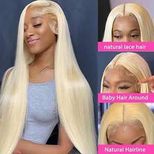 13x6 HD Transparent Lace Front Wig Brazilian Virgin Human Blended Hair Straight 34 Inch - 200% High Density Pre-Plucked Glueless Frontal Wig With Baby Hair For Women, Straight Style, No Glue & Ready To Wear - S613 - View 5