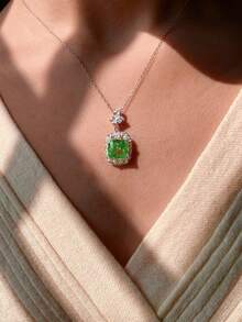 1件925纯银时尚钻石项链，精致优雅的女士项链，适合日常佩戴、约会、新年、情人节等场合，是送给女士的珍贵珠宝礼物。 - 銀色 - 查看 3