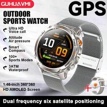 KENPANG ساعة ذكية رياضية خارجية جديدة لعام 2026 للرجال، تحديد المواقع GPS+Beidou، شاشة AMOLED HD 1.46 بوصة، مع مكالمات بلوتوث، مساعد صوتي، وظيفة التذكير، مقاومة للماء 3ATM، ضوء LED، أكثر من 100 وضع رياضي، قياس الارتفاع/الضغط الجوي/البوصلة، بطارية 540 مللي أمبير، متتبع لياقة صحي متوافق مع iOS و Android - متعدد الألوان - مشاهدة 14