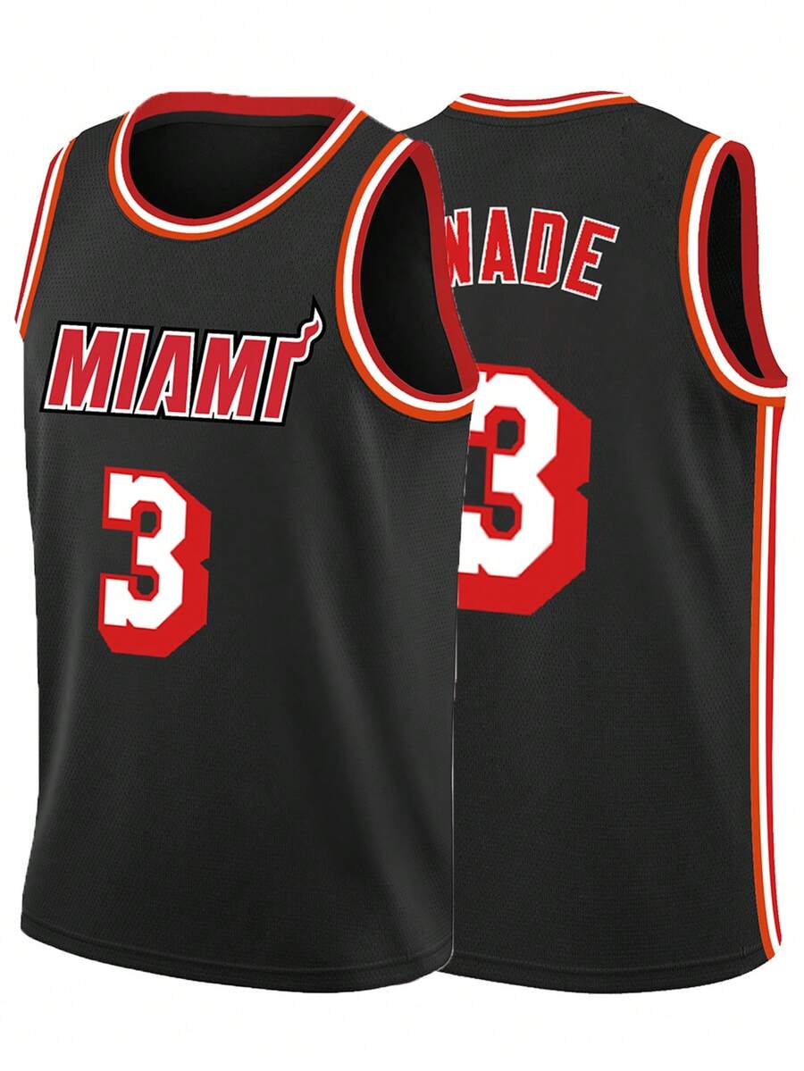 男士刺绣篮球衫，黑色休闲V领无袖T恤，派对及运动服饰 - 黑色 - 查看 1