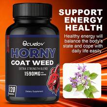 Bcuelov Epimedium Capsules, 1590 Mg Per Serving, Containing Saw Palmetto Berry Powder And Ginseng Root Powder, Supports Energy Levels, 120 Capsules. - 1 Bottle - 查看 3
