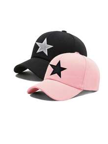 两顶情侣棒球帽，男女款，防紫外线，经典纯色/简约情侣款，可调节遮阳帽，适合情人节/周年纪念日/旅行，约会/街头穿搭的完美之选，情侣配饰/浪漫情侣礼物/户外活动/休闲装扮 - 彩色 - 查看 6