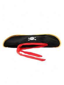 Caribbean - Style Pirate Captain Hat With Gold - Trimmed Edges, Red - Ribboned Skull Pirate Hat, Cosplay Performance Costume Prop - Multicolor - View 5