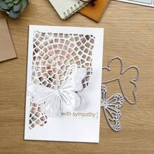 Creative Butterflie And Grid Cutting Dies, DIY Scrapbooking Album And Embossing Stencil, Greeting Card Making Tool, Card Paper Cutting Crafts ,Gift Card Making Template Die Cuts. - Silver - View 9