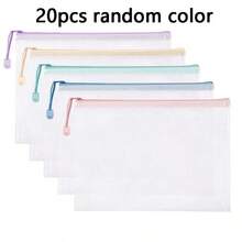 10 szt. wytrzymałych torebek z siatki PVC z zamkiem błyskawicznym – wodoodporne i odporne na rozdarcia woreczki do przechowywania artykułów artystycznych, dokumentów biurowych i niezbędnych rzeczy podróżnych. Samoprzylepne torebki. Zamykane torebki do pakowania. - Wielokolorowe - Zobacz 9