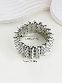 LADYCOCO 1 chiếc vòng tay đinh tán bằng nhựa ABS kiểu punk thời trang mới, thiết kế đôi, vòng tay đinh tán bạc cá nhân hóa dành cho nữ, phù hợp để đeo hàng ngày và dự tiệc. - Bạc 1 - Xem 5
