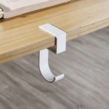 1pc Adjustable Desk Edge Hook, Headphone Desk Hanger, Backpack Organizer Rack, Hole-Free Office Home Storage Rack, Essential For Back To School - Multicolor - View 8