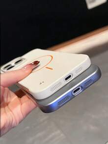 1pc Luxury Metal Paint Magnetic Wireless Charging Protective Case For Air 17/16/15/14/13/12/11 Pro Max Plus, Ultra-Thin Frameless Heat Dissipation Protective Cover - Blue - View 2