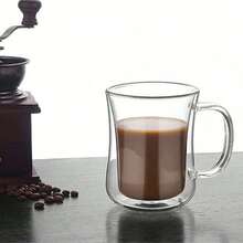 1-2-4pcs/Set 250ml Double Wall Glass Cup With Handle, Reusable Coffee Mug Suitable For Tea, Latte, Macchiato, Espresso, Milk, Cappuccino, Ideal Birthday & Holiday Gift - Multicolor - View 5