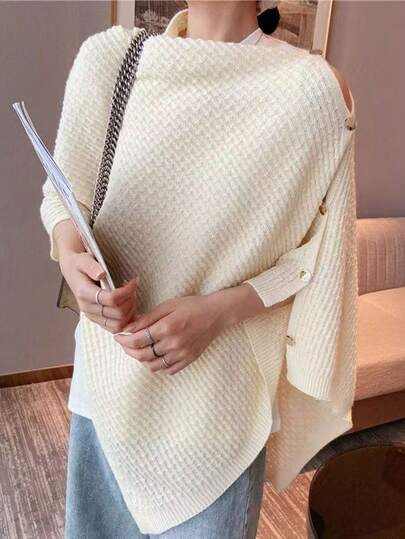 1 Piece Of Autumn And Winter Shawl, Paired With A Women's Knitted Woolen Cape, Draped Over An Office Warm And Thick Versatile Scarf