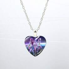 1件欧美风蕾丝心形KPOP女巫狩猎少女组合锁骨链，日常百搭水晶镶嵌吊坠项链，角色颈链，猎魔人姐妹会配饰 - 彩色 - 查看 4