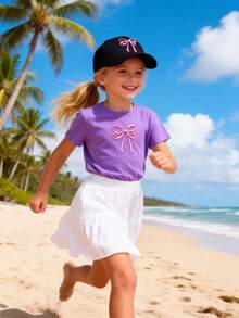 1PC Random Girls Bow Baseball Hat, Holiday Essential Summer Beach Cap, Sweet Cute Style, Fashion Lovers, Pink Hat, Versatile Soft Top Baseball Cap, Suitable For Everyday Wear, Sun Shading Versatile Hat - Multicolor - View 3