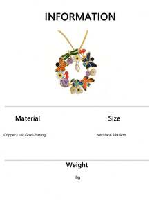 1件手绘滴油童话风格奢华花环吊坠项链，浪漫蝴蝶花园系列颈链 - 彩色 - 查看 6