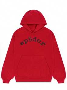 SP5DER Hoodie , SP5DER Print Streetwear Unisex Oversized ,Sweatshirt For Men Women , Rhinestone Hoodies Womens Mens - Áo hoodie đỏ - Xem 5