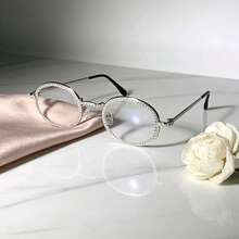 1 pieza Gafas de moda para mujer, gafas minimalistas y retro chic - Plateado - Ver 4