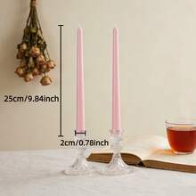 1支18厘米（7.08英寸）粉色多风格长柄蜡烛，适用于酒店、香薰、氛围营造、桌面装饰，欧式浪漫风格，适用于婚礼、西式餐饮、婚礼装饰、香薰礼品和男女皆宜的礼品。也适用于户外野餐和应急照明。 - 彩色 - 查看 16