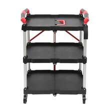 SanBouSi Foldable Rolling Service Cart Kitchen Storage Cart 3-Tier Service Carts With Wheels - Black and Red - View 4