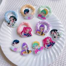 Random Style5pcs Stylish K-POP Theme Hair Ties Soft Elastic Hair Bands For Fans Cute Pattern Hair Ornaments - Multicolor - View 8
