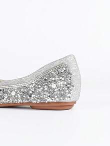 Women's Flat Soft Comfortable Fashionable Sparkling Rhinestone Shoes, Suitable For Parties And Banquets Valentines - Silver - View 8