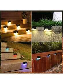 [Luces Solares para Valla] Juego de 4/8/12/16 Luces Solares para Valla, Luces Decorativas para Exteriores para Patio, Balcón, Escaleras, Jardín y Piscina, Luces de Ambiente Festivo para Halloween y Navidad - Multicolor - Ver 8