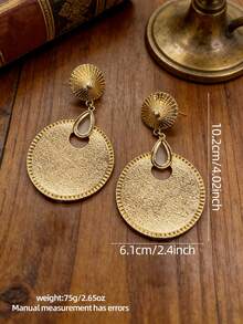 Khuyên tai nữ kiểu dáng phóng khoáng, hình học, tròn, mờ, phù hợp cho cả đi dạo phố và dự tiệc (Không kèm hộp quà) - Vàng - Xem 5