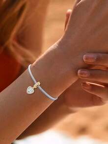 1 mặt dây chuyền hình trái tim lấp lánh thời trang, thích hợp để làm vòng tay, lắc tay, trang sức DIY và phụ kiện hàng ngày cho nữ, phù hợp cho các bạn gái. - Vàng - Xem 10