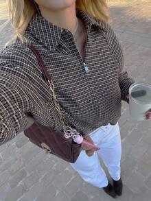 GMFP 女士休闲优雅时尚宽松纯色人字纹飞行员夹克，适合新年/情人节穿着