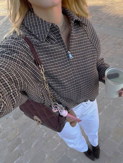 Damen Lässig Elegant Mode Loose Solid Fischgrät Bomberjacke, geeignet für Neujahr/Valentinstag