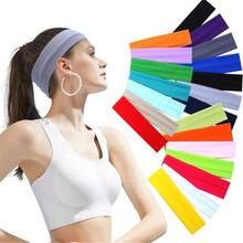 5pcs/40PCSHeadbands Polyester Non Slip Elastic Sweat Hairbands Soft Fabric Stretch Wide Short Hair Bands For Girls Yoga Workout Running Women Head Scarf Elegant Hair Accessories Causal Sweatband - Multicolor - View 1
