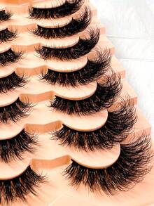 7 Pairs 3D Faux Mink Eyelashes, Natural & Thick, Curled & Lengthened Lashes, Strip Eyelashes - 8D036-7dui - View 5