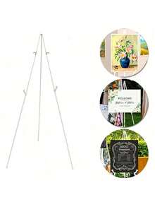1pc 66in/14.6in Foldable Easel, Baby Shower Sign Easel - Portable Display Stand - 5lbs Capacity, Suitable For Baby Shower Banners And Poster Display, Adjustable Metal Tripod, Floor And Tabletop Easel, Large Adjustable Metal Painting Tripod Easel, Black Base, Easter Gift, Wedding Essential Easel, Instant Floor Poster Stand, Lightweight Collapsible, Birthday Wedding Outdoor Decor - Multicolor - View 3