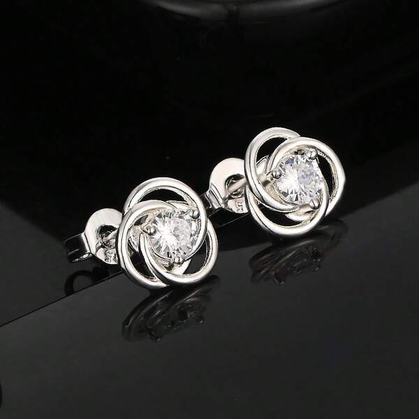 Luxury Brand 925 Silver Plated Shiny Crystal Earrings For Women Street Fashion Affordable Jewelry Gift Wedding Party