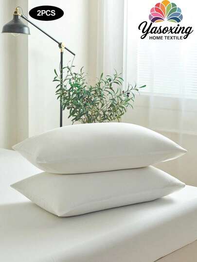 2 Peças Fronha de Algodão 100% Branco Sólido Liso, Confortável e Capa Decorativa de Almofada para Cama, Respirável e Super Macia para Casa