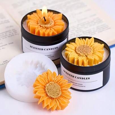 4pcs Silicone Sunflower Mold | Multi-Cavity Flower Shaped Mold, Suitable For Wax, Plaster And Resin Crafting | Asymmetrical Petal Design, Great For Soap And Candle Making | Ideal Gift For Crafters