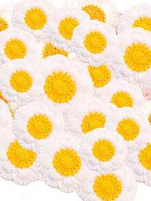 10片/5片装 3.5厘米彩色刺绣布贴，太阳和花朵图案，适用于服装、鞋子、帽子、围巾等家纺装饰，缝纫配件 - 彩色 - 查看 2