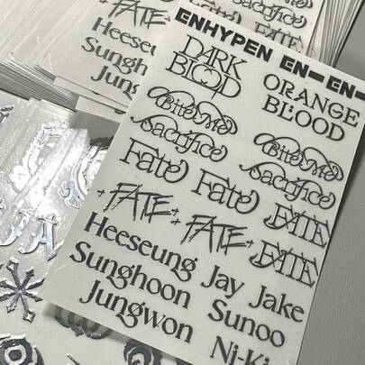 EN/HYPEN Stickers, SUNOO, NIKI, JAKE 3D Metal Embossed Stickers, High-Quality Decorative Stickers For Phones, Laptops, Tablets, Scrapbooks, Cards, Fans Collection, Birthday & Holiday Gifts