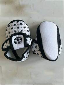 1双 0-1岁 足球图案新生儿卡通婴儿防滑袜 春秋季星形图案 男女宝宝袜子 0-6个月 6-12个月 - 彩色 - 查看 2