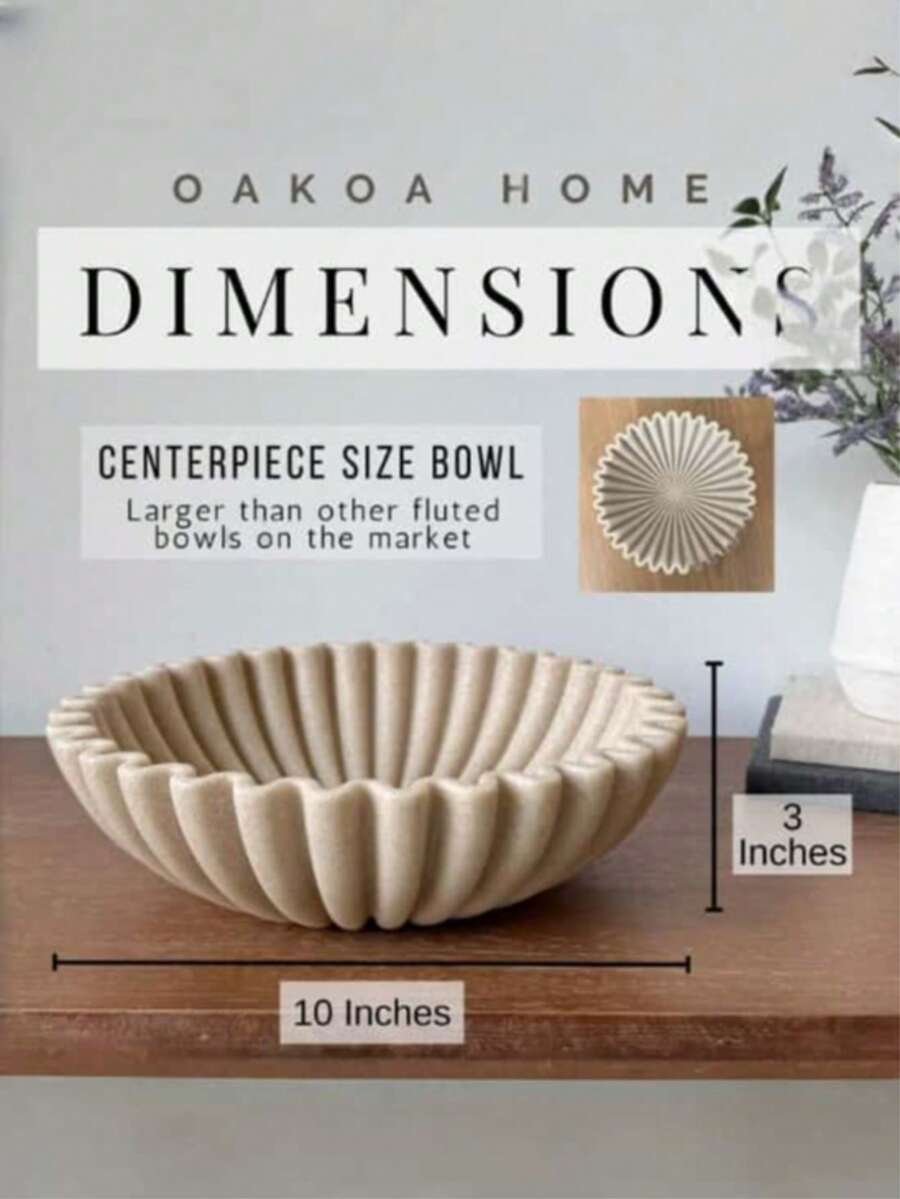 Large Decorative Bowl, White Decorative Bowl, Home Decor - Pleated Bowl - Wavy Bowl - Scalloped Bowl - Fashionable Key Bowl, Suitable For Entryway Table - Multicolor - View 1