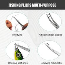 2pcs Stainless Steel Fishing Pliers Set With Line Cutter, Hook Remover, Bent Nose Pliers, Cleaning Clamp, Hair Puller, Straight Nose Pliers, Fishing Locking Pliers - Silver - View 6